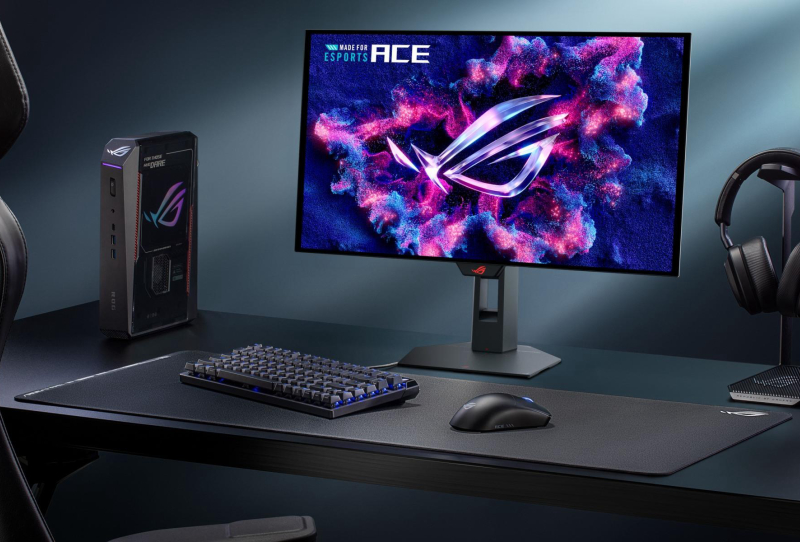 Homepage 2026 9 ASUS ROG Gamescom 2026 display showing new OLED gaming monitors and mice