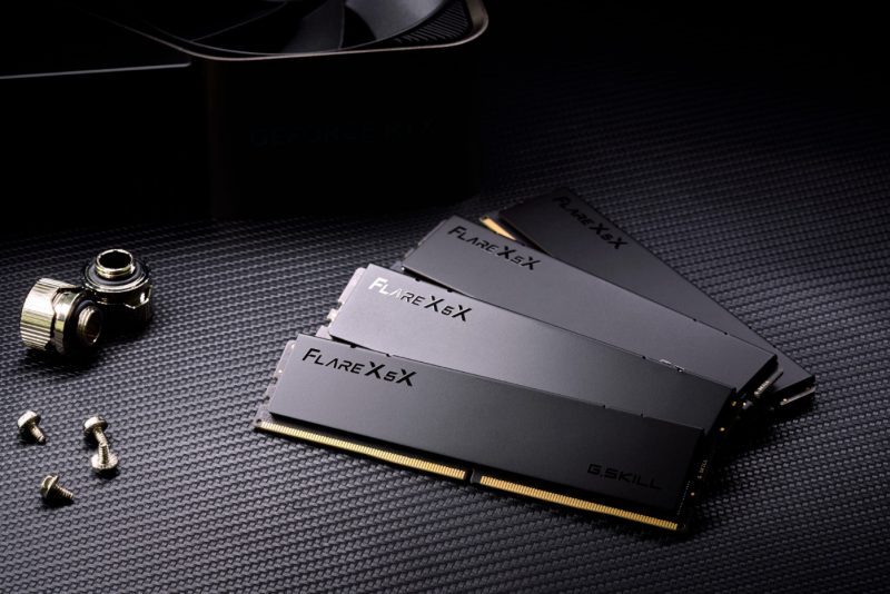 G.SKILL Flare X5X DDR5 memory modules with minimalist black heat spreader design