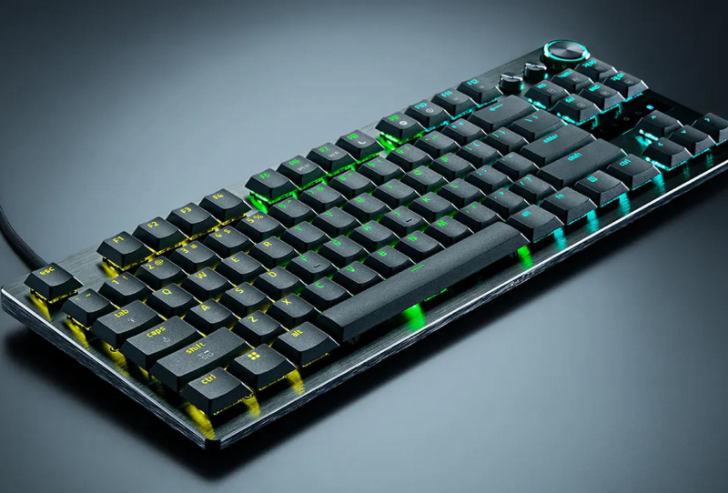 Homepage 2026 11 Razer Huntsman V3 Pro TKL low-profile keyboard shown from above on a desk