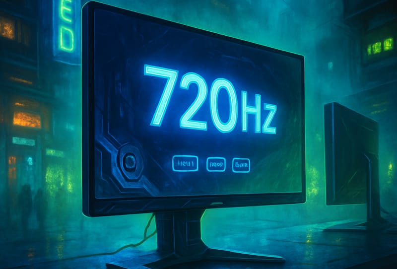 Homepage 2026 9 ASRock Taichi OLED monitors lined up showing rear lighting and thin bezels