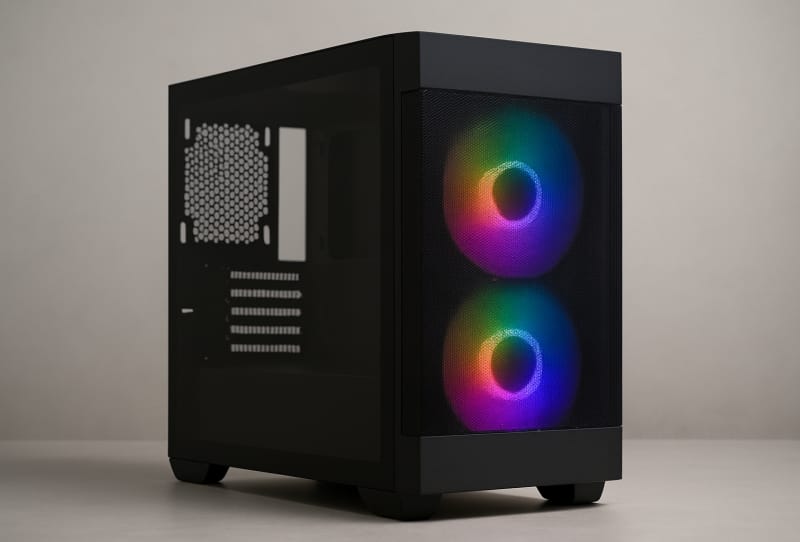 Gaming PC components including a motherboard, graphics card, RAM and cooler laid out before assembly
