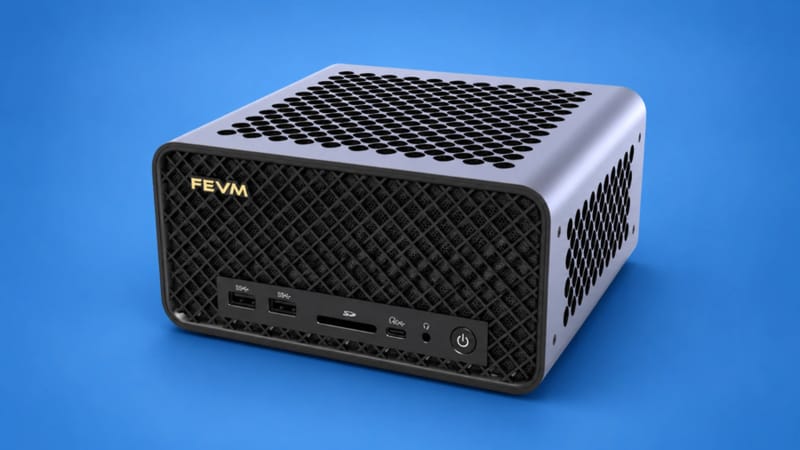 FEVM FA80G Mini PC Packs Ryzen 9 9950X3D and RTX 5090 1 FEVM FA80G mini PC chassis showing its compact 2.6-litre gaming design