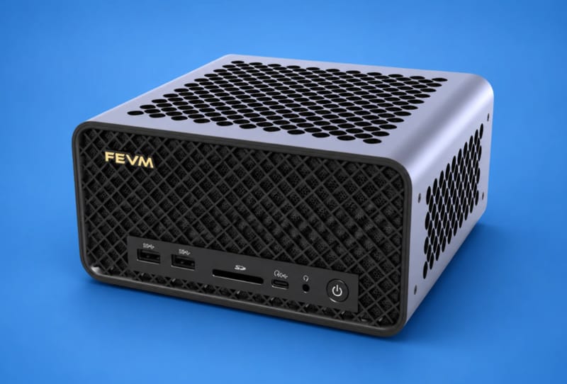 Homepage 2026 2 FEVM FA80G mini PC chassis showing its compact 2.6-litre gaming design