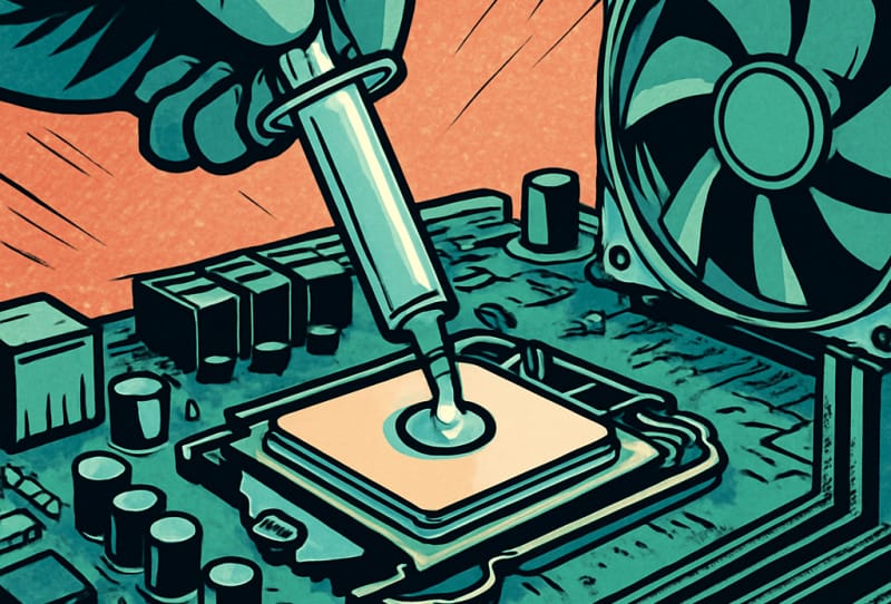 Homepage 2026 2 A small dot of thermal paste being applied to the centre of a CPU before cooler installation
