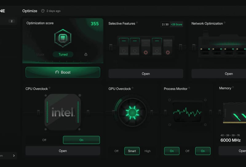 Hypertune overclocking tool dashboard showing CPU and GPU performance optimisation settings