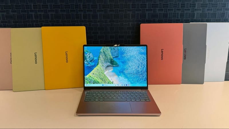 Lenovo IdeaPad Vibe laptop shown in one of its seven colour options with swappable keycaps