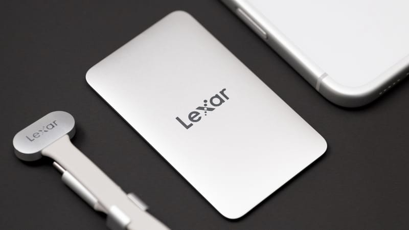 Lexar Muse Portable SSD Ditches USB-C For Magnetic Link 2 Lexar Muse portable SSD shown edge-on to highlight its 3.8mm thin aluminium body