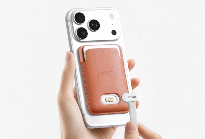 Lexar Muse portable SSD shown edge-on to highlight its 3.8mm thin aluminium body