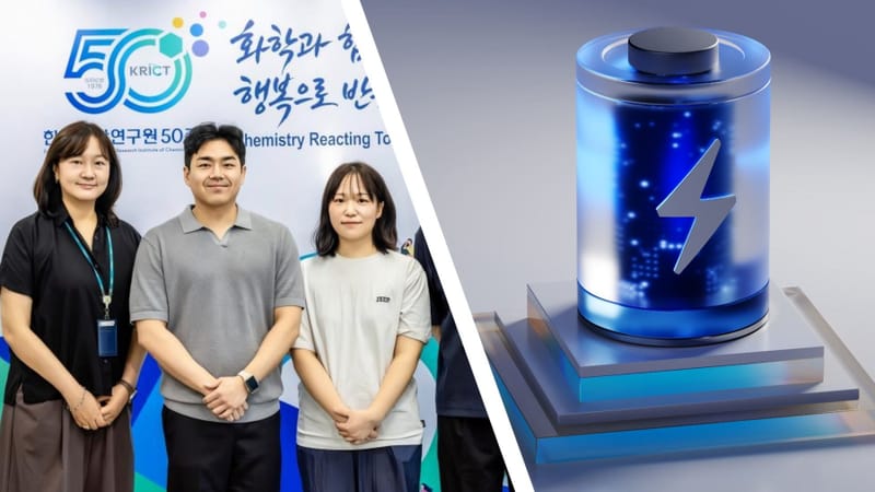 Illustration of a lithium-ion battery cell representing the new lithium-ion battery breakthrough from Korean researchers