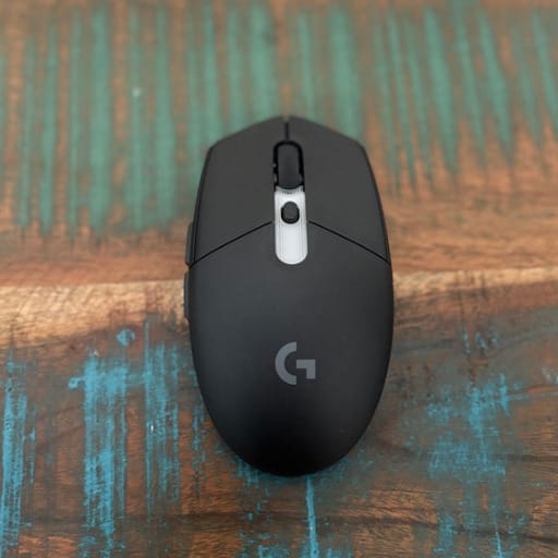 Black Logitech gaming mouse top view