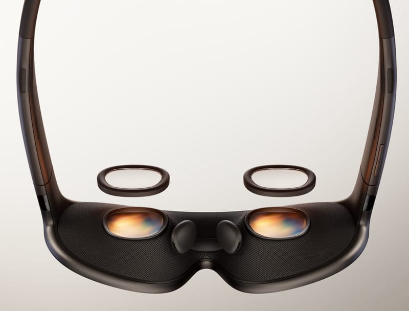 Meta VR glasses shown as a thin, lightweight headset without hand controllers