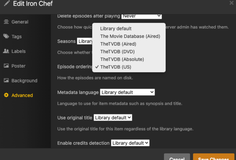 Folder structure showing correctly named TV show files for Plex