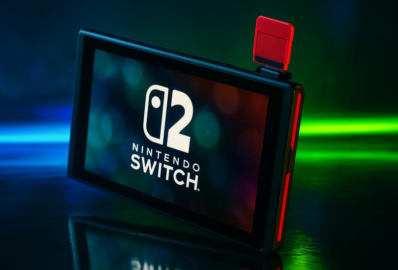 Nintendo game-key cards box art showing the small key icon next to the ratings label on a Switch 2 case