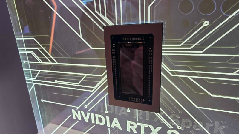 Nvidia RTX Spark chip design shown on a laptop motherboard illustration