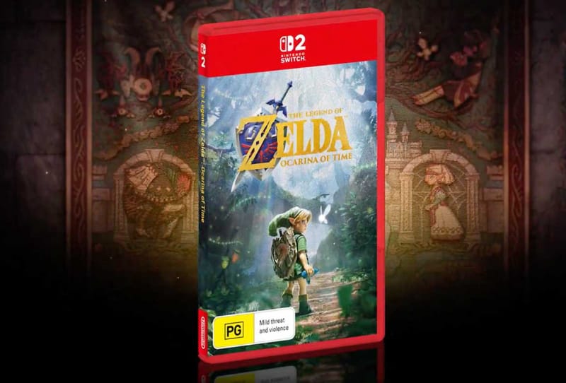 Textured foil cover art for the Ocarina of Time Remake physical edition on Nintendo Switch 2