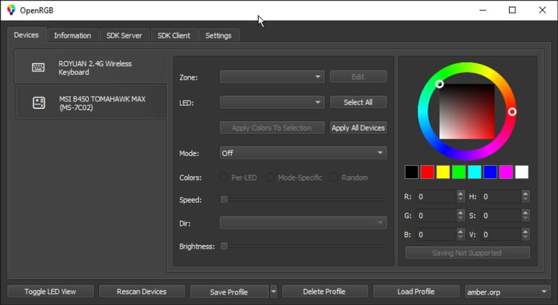 OpenRGB 1.0 Finally Brings Order to Cross-Platform RGB Control 2 OpenRGB 1.0 interface showing RGB lighting control for keyboards, motherboards and GPUs