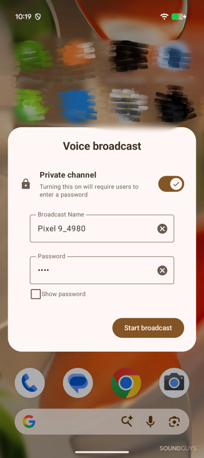 Google Brings Auracast Voice Broadcast to Pixel Quick Settings 1 Pixel phone showing the Voice Broadcast Quick Settings tile used to stream Auracast audio