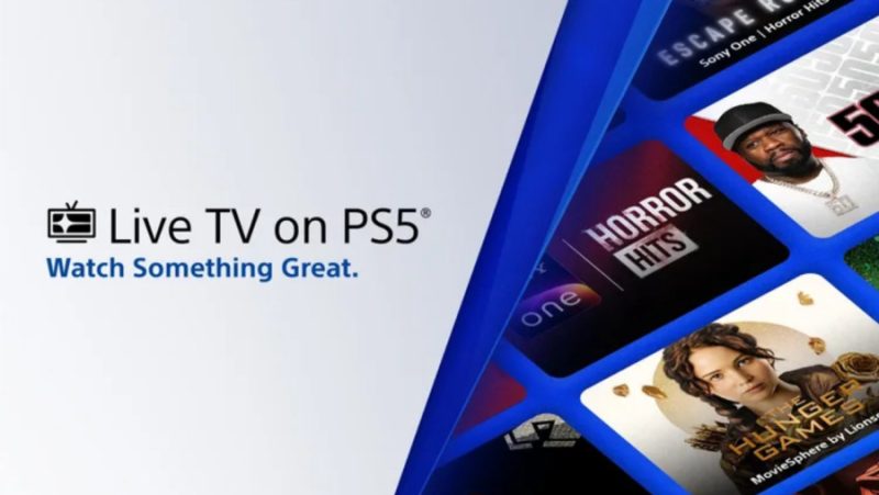 PS5 Live TV app menu screen showing free ad-supported streaming channels
