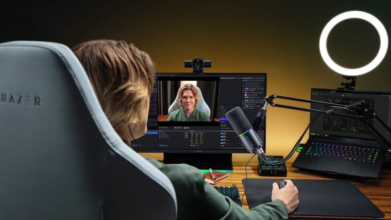 Razer Kiyo V2 Pro Webcam Adds 4K 60FPS and Auto-Framing 2 Razer Kiyo V2 Pro webcam mounted on a monitor showing its wide-angle lens and privacy shutter