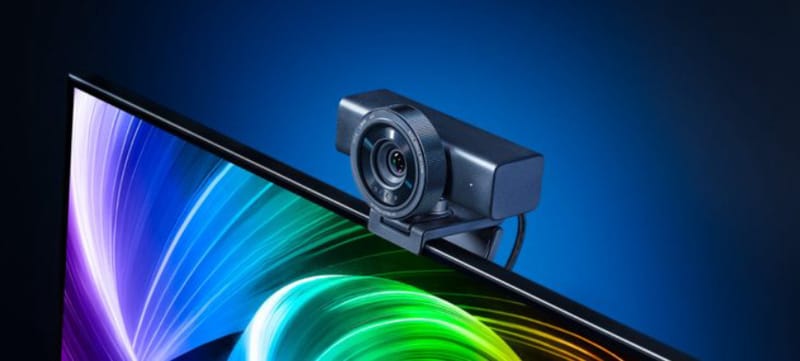 Razer Kiyo V2 Pro Webcam Adds 4K 60FPS and Auto-Framing 3 Razer Kiyo V2 Pro webcam mounted on a monitor showing its wide-angle lens and privacy shutter