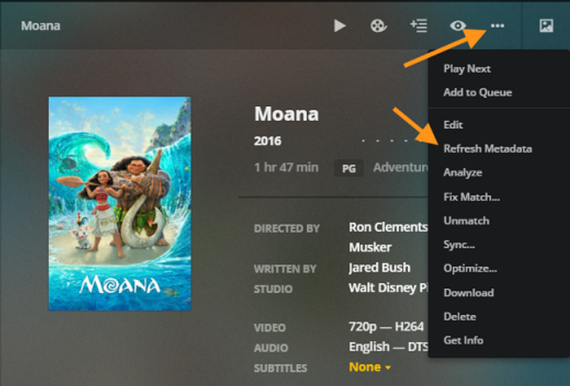 Plex media server library screen showing a folder of newly added movies and TV shows