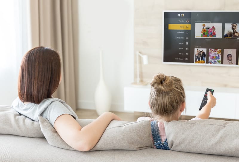 Homepage 2026 33 Plex app interface displayed on a smart TV screen in a living room