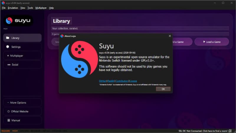 Nintendo Switch console beside a PC representing the Suyu Switch emulator shutting down