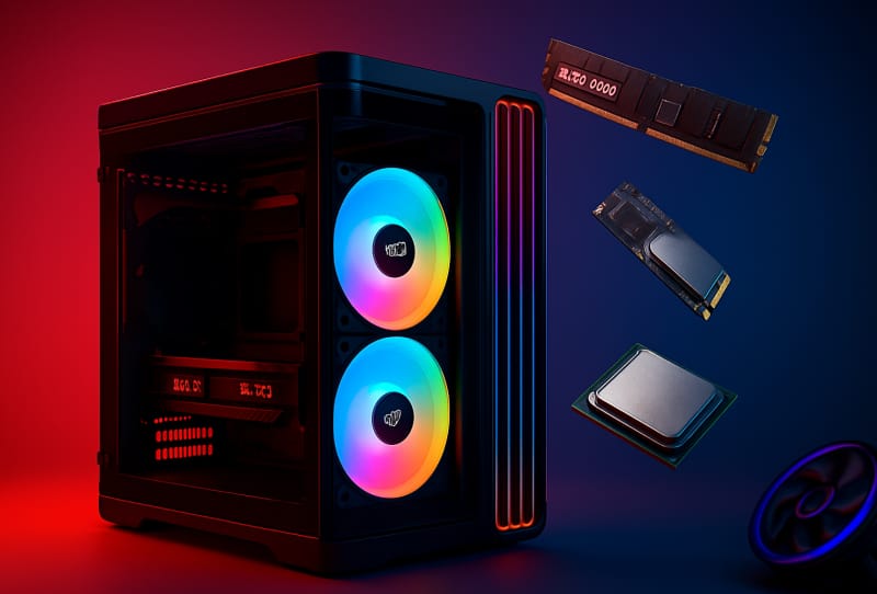 Gaming PC motherboard with 32GB RAM gaming PCs memory sticks installed in dual-channel slots