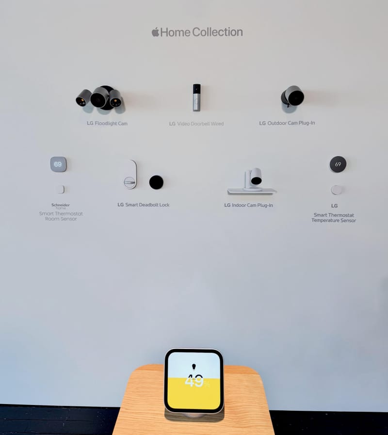Apple Finally Builds Its Own Smart Home Hardware Lineup 1 Apple Home Collection smart lock, camera and doorbell displayed together