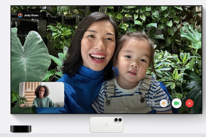 Apple TV 4K Siri AI interface shown in full screen on a living room television