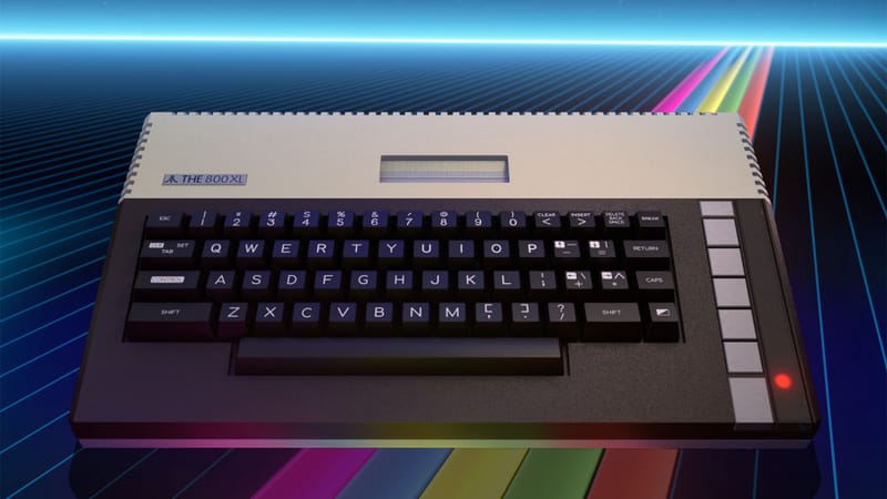 Atari 800XL remake computer shown in its classic beige case with a mechanical keyboard