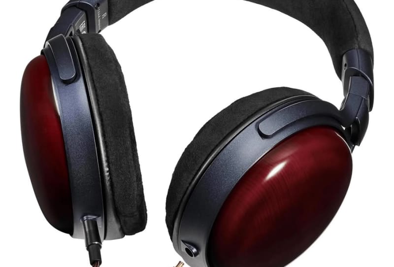 Audio-Technica ATH-AWX7000 closed-back wooden headphones with navy kachi-iro finish