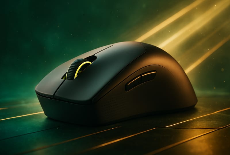 Corsair Sabre V3 Pro PureVector gaming mouse shown in carbon fibre and magnesium finishes