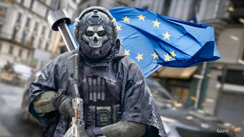 EU Warns Call of Duty and Minecraft Over Currency Rules 3 Call of Duty character beside the European Union flag representing EU in-game currency rules