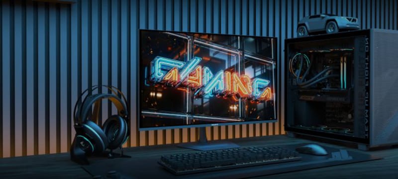 Gigabyte GO27Q32 Brings Five-Layer OLED Tech to 320Hz Gaming 1 Gigabyte GO27Q32 monitor showing its thin OLED panel and rear cooling design