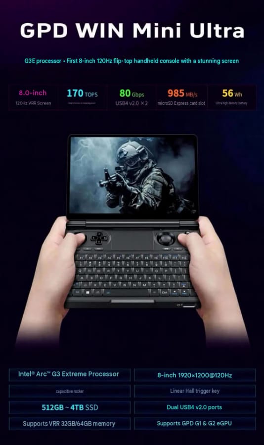 GPD Confirms Intel-Powered Win Mini Ultra Handheld Is Coming 2 GPD Win Mini Ultra handheld gaming PC powered by Intel Arc G3 Extreme
