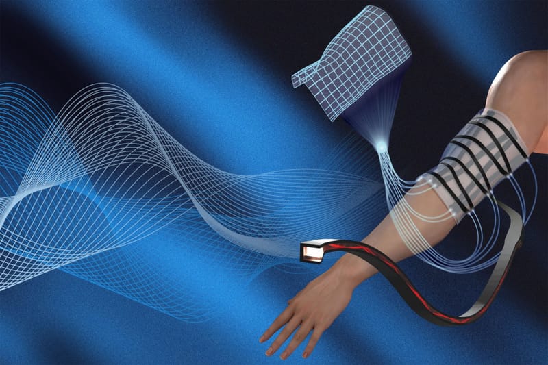 MIT's Soft Shape-Sensing Skin Could Reshape VR Controls 1 Close-up of MIT's soft shape-sensing skin embedded with optical fibres inside a silicone sheet