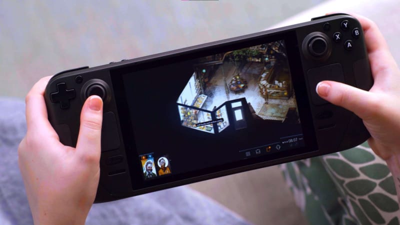 Valve Gives Devs Real Steam Deck Performance Data 2 Steam Deck handheld showing Steam Deck performance data on a developer dashboard screen
