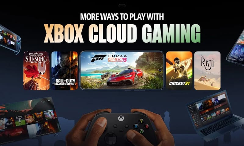 Xbox controller next to a screen streaming a game, representing Xbox Cloud Gaming prepaid plans